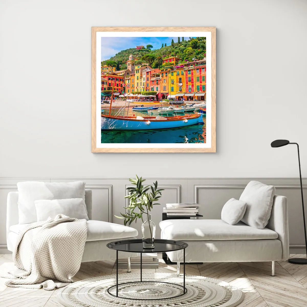 Póster en marco roble claro - Mañanas italianas - 60x60 cm