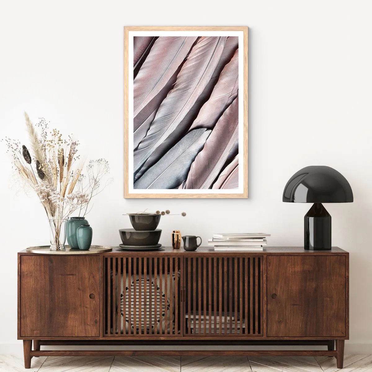 Póster en marco roble claro - En rosa plateado - 40x50 cm