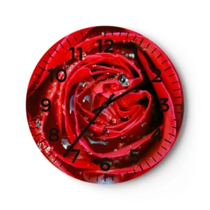 Reloj de pared - Reloj de vidrio - En gotas de rocío - 30x30 cm