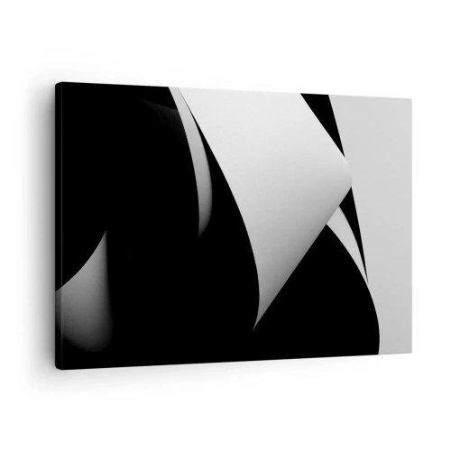 Cuadro sobre lienzo - Impresión de Imagen - Formas abstractas en blanco y negro con contrastes llamativos. - 70x50cm - Planos de luz desde las profundidades de la sombra - Decoración de pared moderna para salón y dormitorio ARTTOR