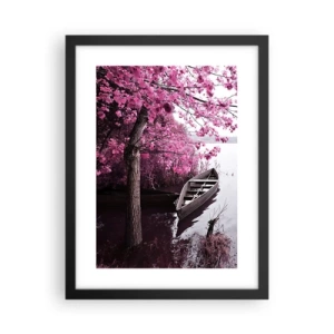 Póster en marco negro - En el silencio rosa - 30x40 cm