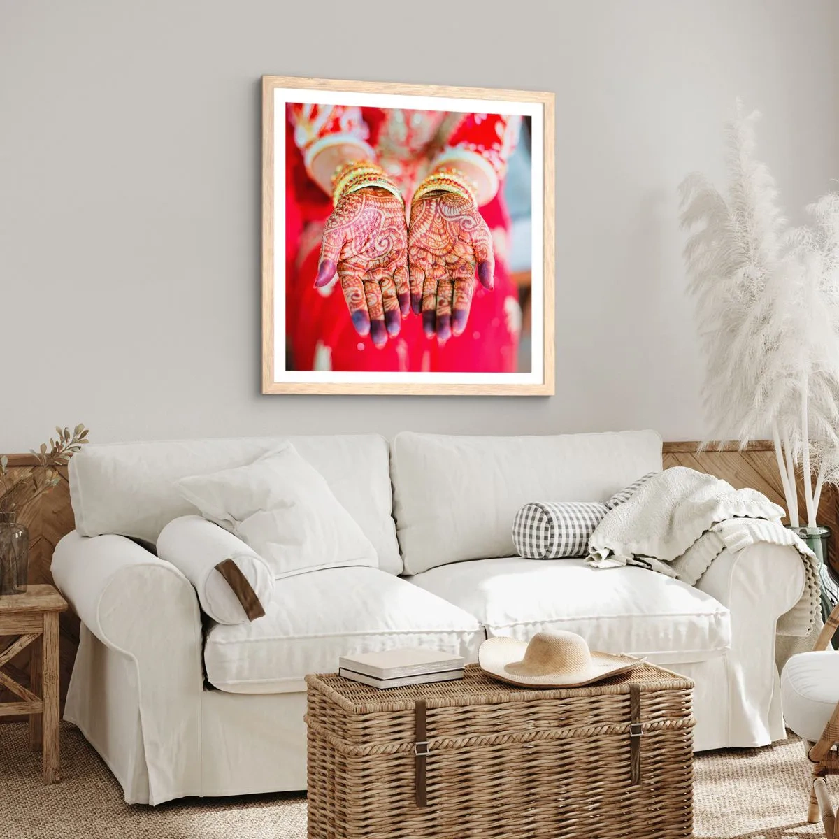 Póster en marco roble claro - Ritual con las manos - 40x40 cm