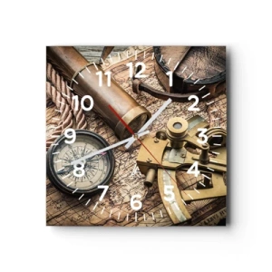 Reloj de pared - Reloj de vidrio - Establecer un rumbo - 30x30 cm