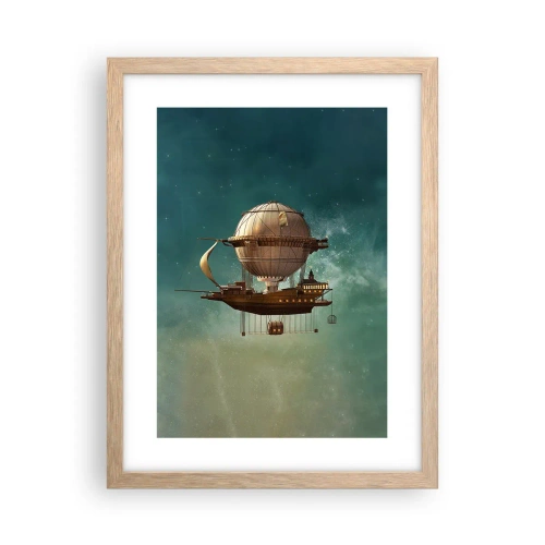 Póster en marco roble claro - Julio Verne saluda - 30x40 cm
