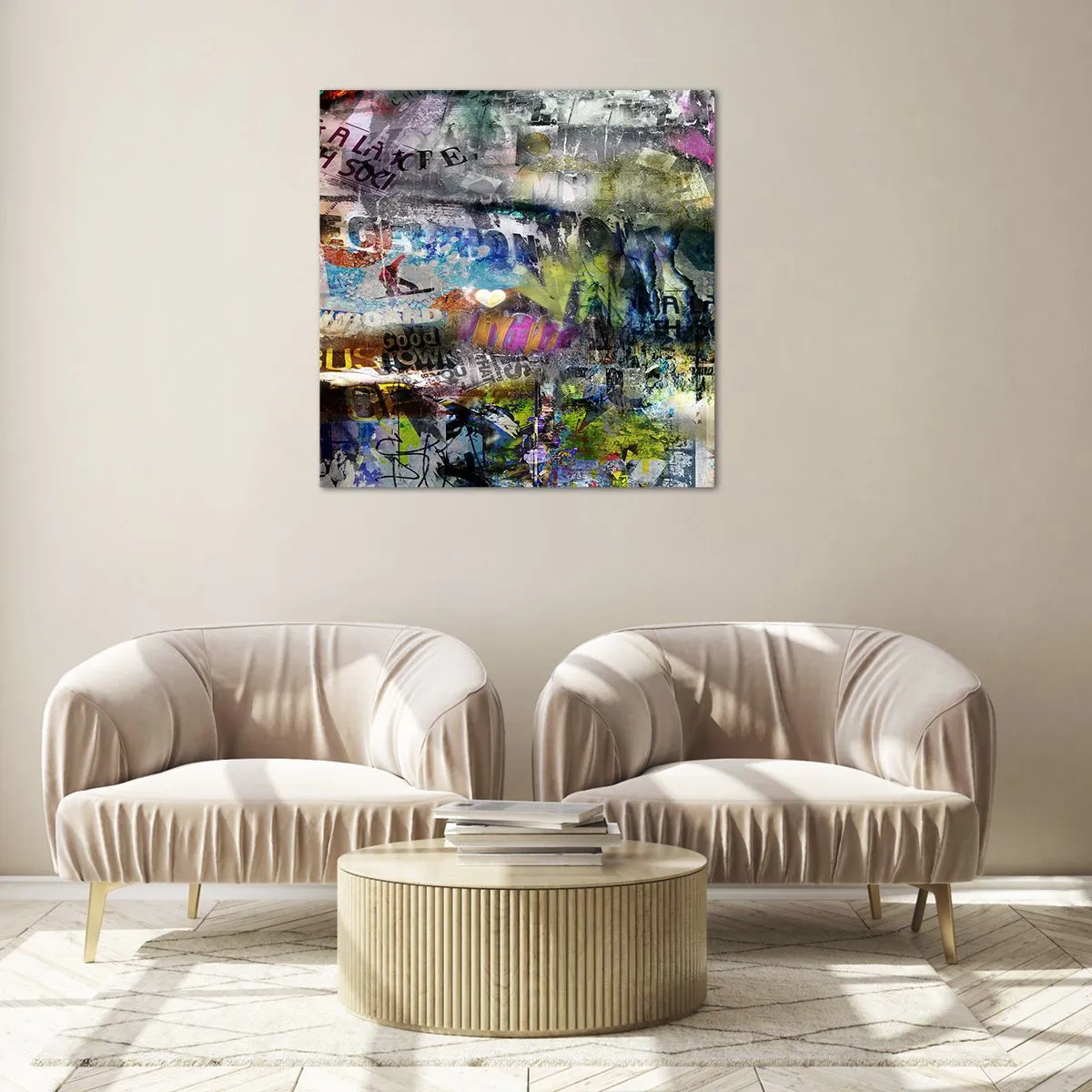 Cuadro sobre vidrio - Impresiones sobre Vidrio - Un collage de recuerdos - 50x50 cm