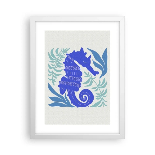 Póster en marco blanco - En una pradera submarina - 30x40 cm