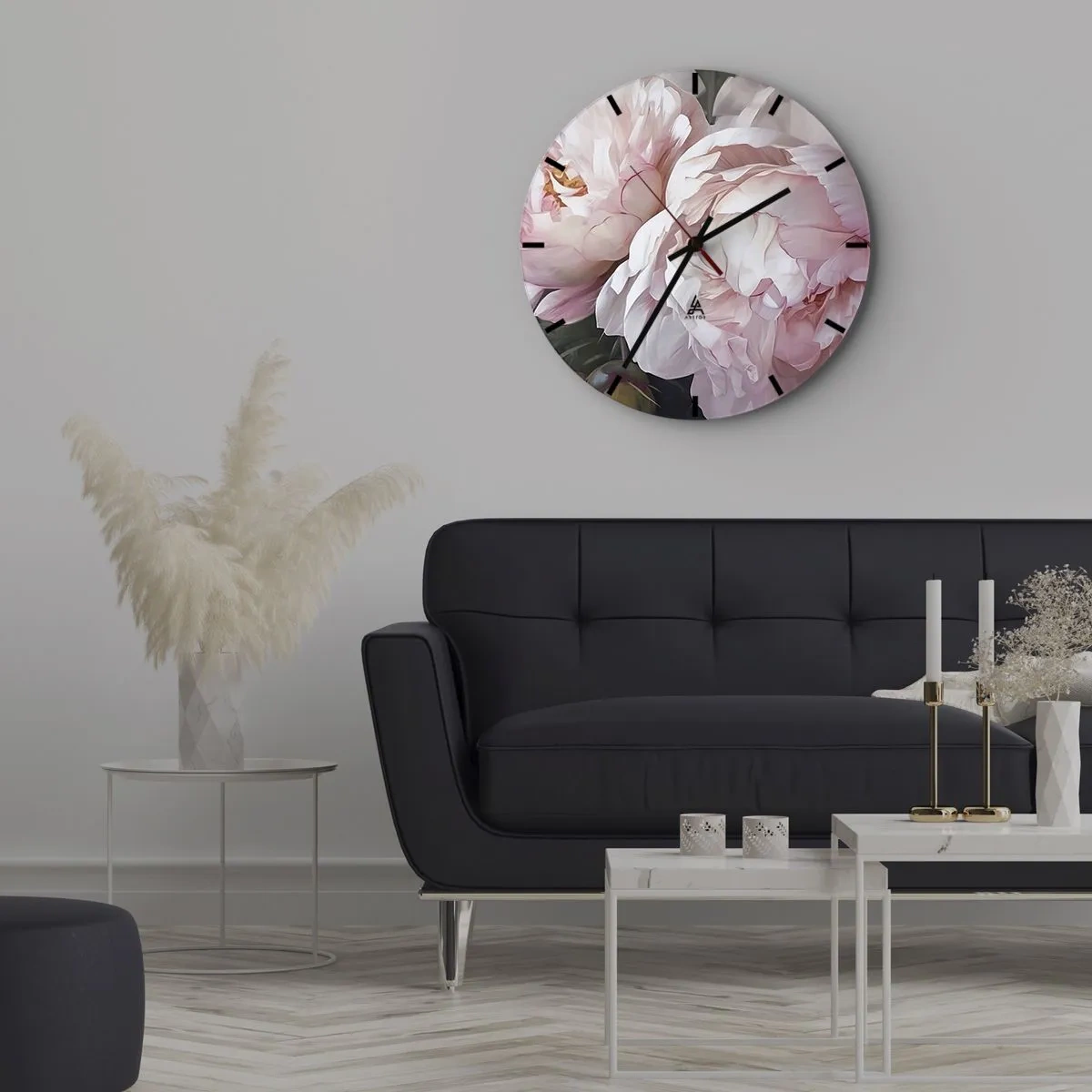 Reloj de pared - Reloj de vidrio - En flor - 30x30 cm