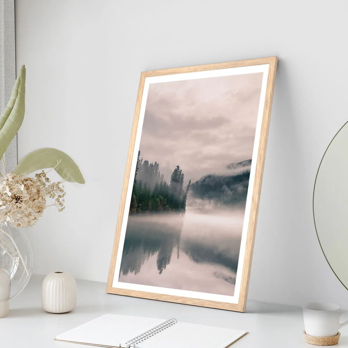 Póster en marco roble claro - En el ensueño, en la niebla - 40x50 cm
