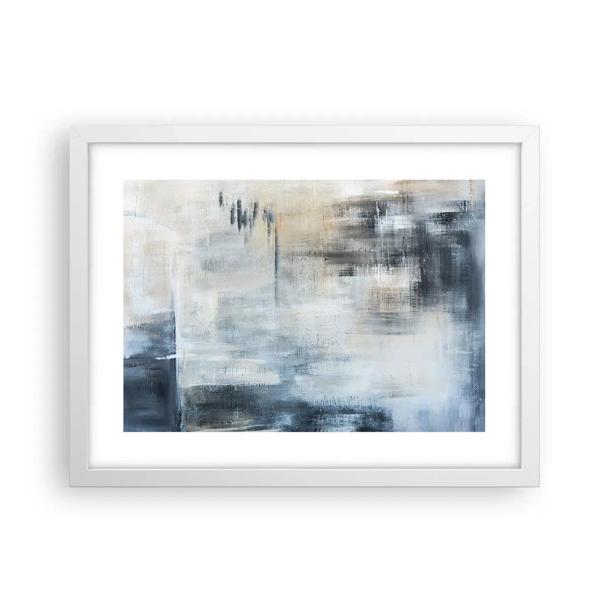 Póster en marco blanco - Detrás de un velo azul - 40x30 cm