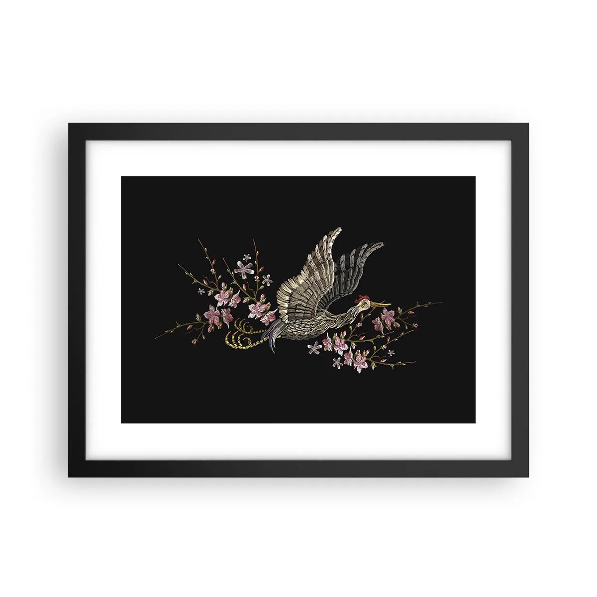 Póster en marco negro - Ave florida - 40x30 cm
