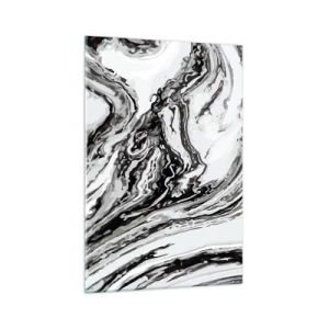 Cuadro sobre vidrio - Impresiones sobre Vidrio - Patrón de mármol abstracto en blanco y negro - 70x100cm - Al principio existía el caos - Decoración de pared moderna para salón y dormitorio ARTTOR