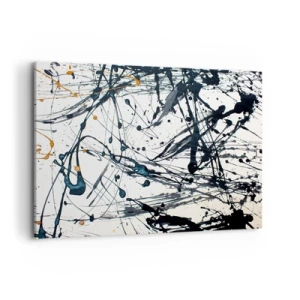 Cuadro sobre lienzo - Impresión de Imagen - Una pintura abstracta con salpicaduras de pintura en patrones dinámicos. - 120x80cm - Abstracción expresionista - Decoración de pared moderna para salón y dormitorio ARTTOR