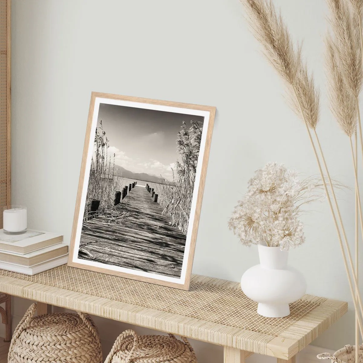 Póster en marco roble claro - En la quietud de los juncos - 40x50 cm