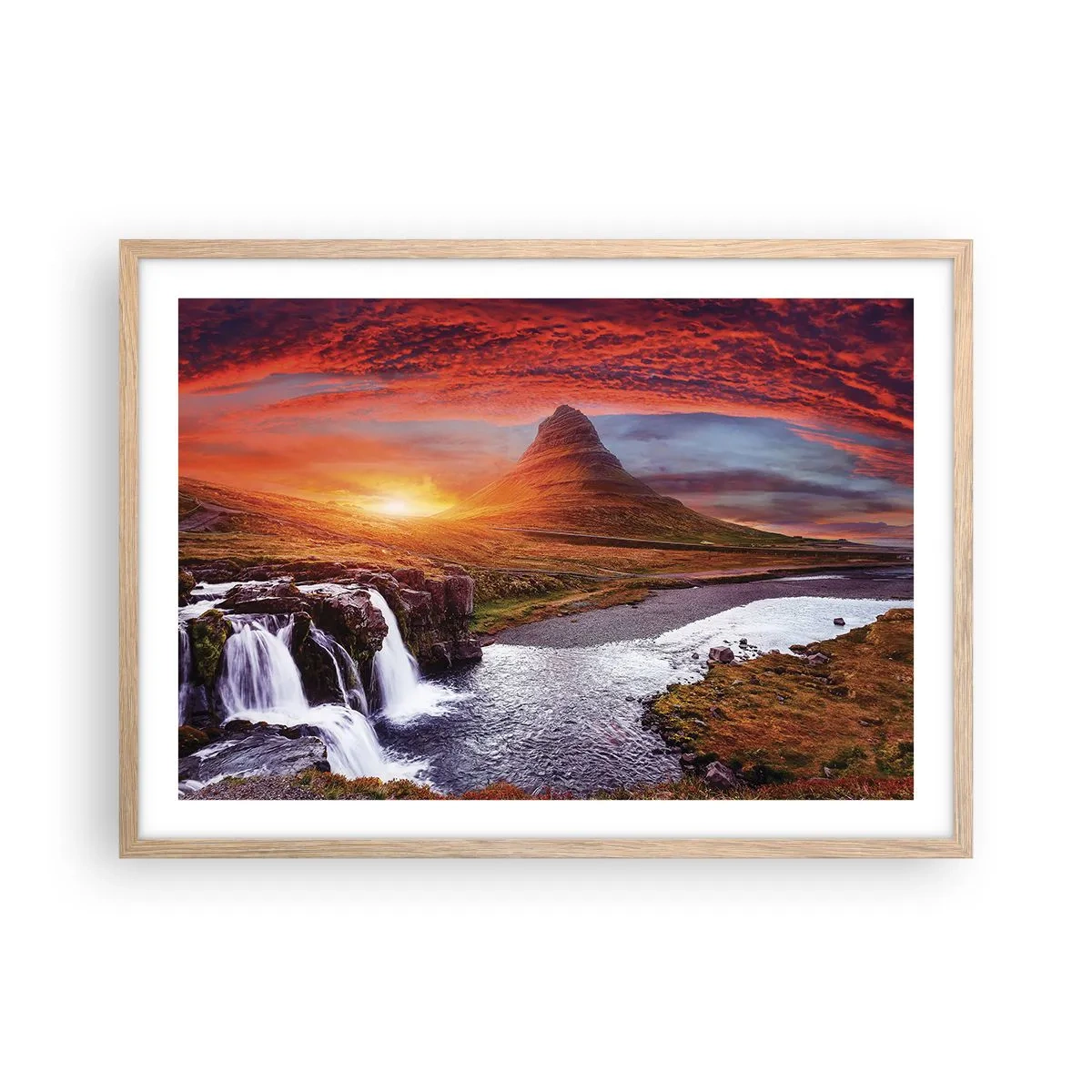 Póster en marco roble claro - Una vista de la Tierra Media - 70x50 cm