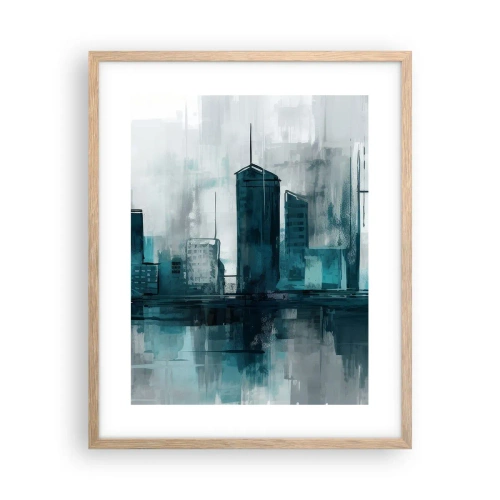 Póster en marco roble claro - Ciudad color lluvia - 40x50 cm