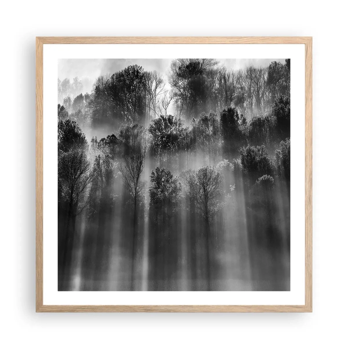 Póster en marco roble claro - En los flujos de luz - 60x60 cm