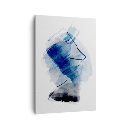 Cuadro sobre lienzo - Impresión de Imagen - Formas abstractas en tonos azules con líneas delicadas. - 70x100cm - Montaña helada - Decoración de pared moderna para salón y dormitorio ARTTOR