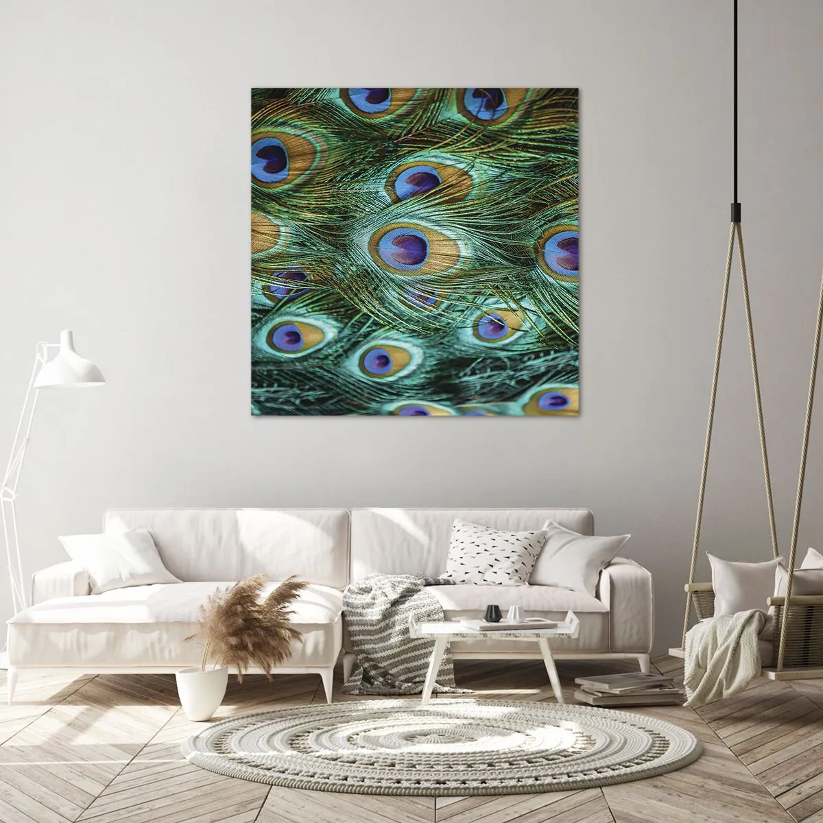 Cuadro sobre lienzo - Impresión de Imagen - Mirada de pavo real - 70x70 cm