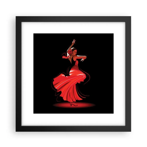 Póster en marco negro - El espíritu ardiente del flamenco - 30x30 cm