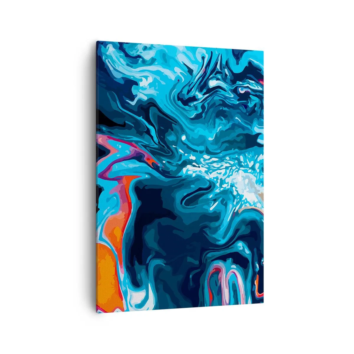 Cuadro sobre lienzo - Impresión de Imagen - Un patrón abstracto en tonos azules con acentos naranjas. - 70x100cm - Un viaje al cielo - Decoración de pared moderna para salón y dormitorio ARTTOR