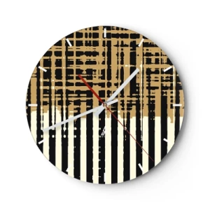 Reloj de pared - Reloj de vidrio - Abstracción geométrica en tonos beige y negro. - 30x30cm - Abstracción arquitectónica - Decoración de pared moderna para salón, cocina y dormitorio ARTTOR
