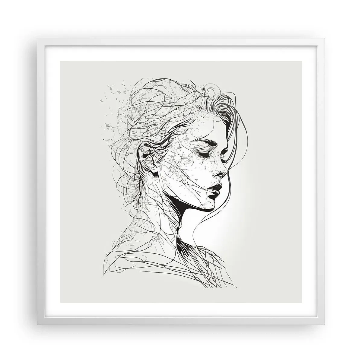 Póster en marco blanco - Retrato de ensueño - 60x60 cm