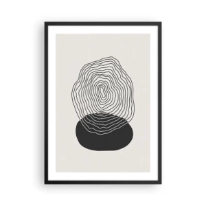Póster en marco negro - Líneas negras que crean una forma abstracta sobre un fondo claro. - 50x70cm - Persistencia y vibración - Decoración de pared moderna para salón y dormitorio ARTTOR