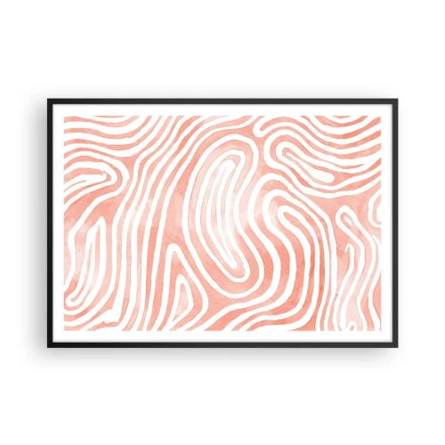 Póster en marco negro - Patrón abstracto en tonos rosa y blanco. - 100x70cm - En un laberinto de coral - Decoración de pared moderna para salón y dormitorio ARTTOR