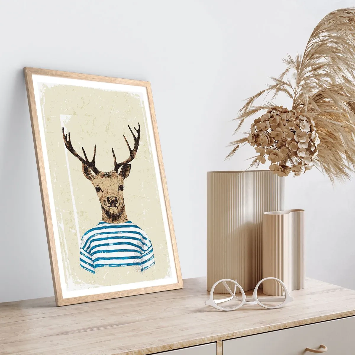 Póster en marco roble claro - Porque me gustan las camisas de rayas - 50x70 cm