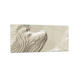 Cuadro sobre vidrio - Impresiones sobre Vidrio - Un patrón abstracto en tonos beige con efecto lineal. - 120x50cm - Topografía del arte - Decoración de pared moderna para salón y dormitorio ARTTOR