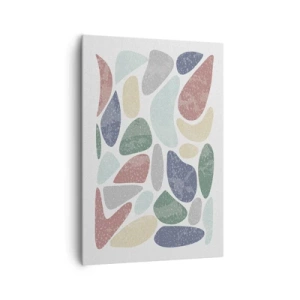 Cuadro sobre lienzo - Impresión de Imagen - Formas orgánicas coloridas sobre un fondo blanco - 70x100cm - Mosaico de colores empolvados - Decoración de pared moderna para salón y dormitorio ARTTOR