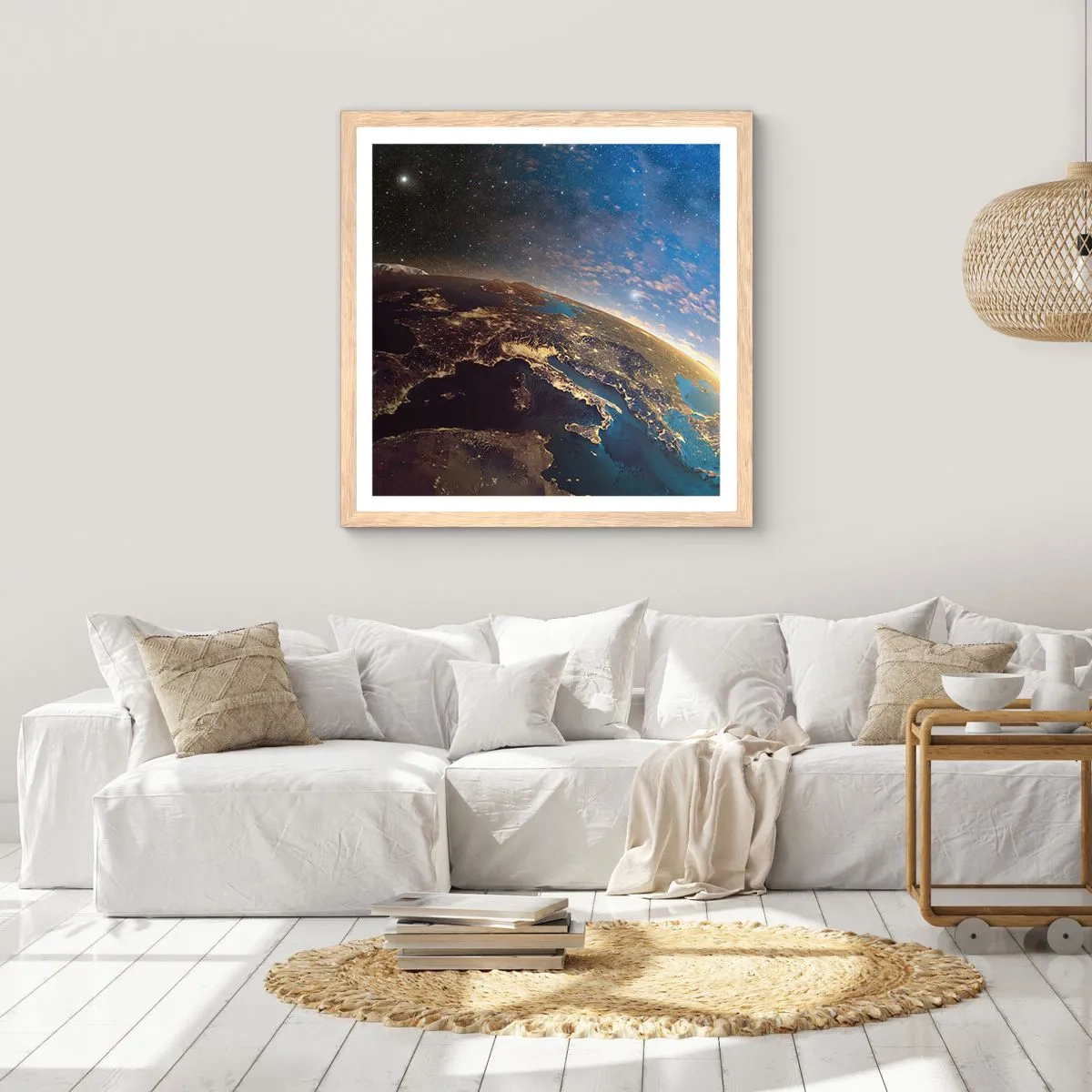 Póster en marco roble claro - Mirémonos a nosotros mismos desde la distancia - 60x60 cm