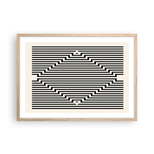Póster en marco roble claro - Ilusión geométrica - 70x50 cm