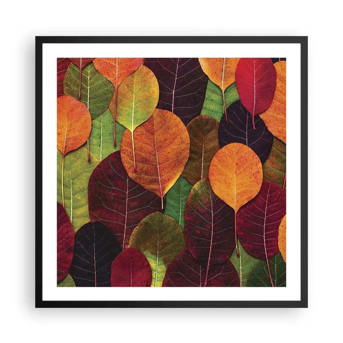 Póster en marco negro - Mosaico de otoño - 60x60 cm