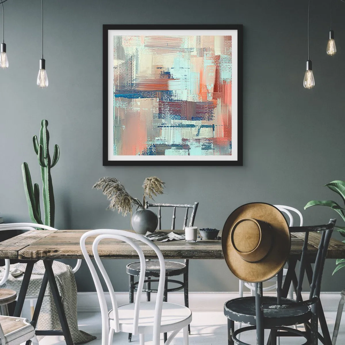 Póster en marco negro - Alcanzando la luz - 50x50 cm