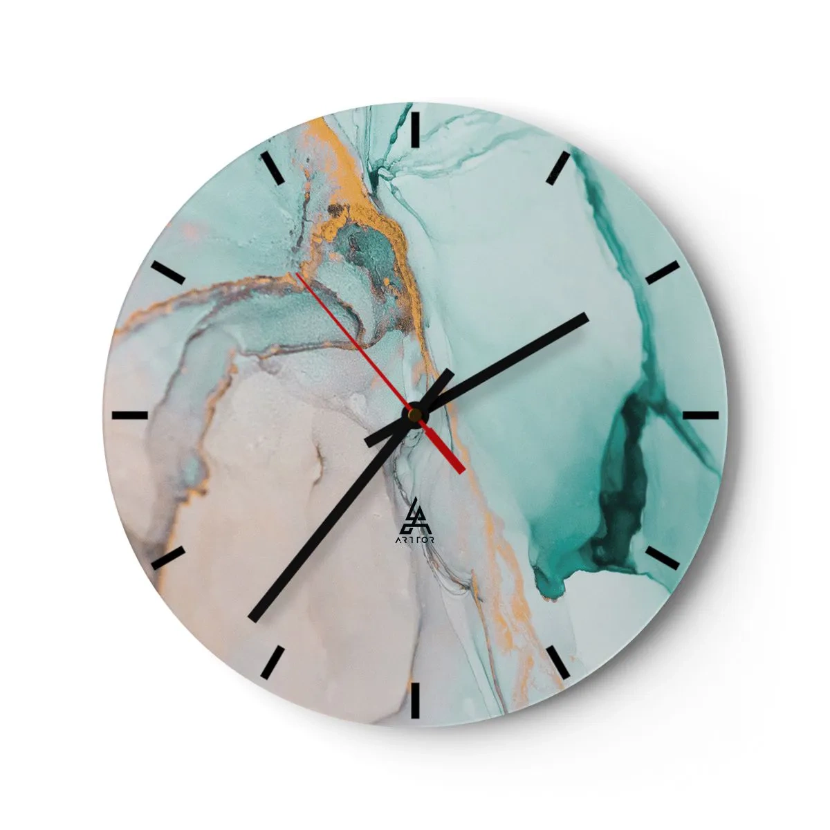 Reloj de pared - Reloj de vidrio - Danza de formas y colores - 40x40 cm