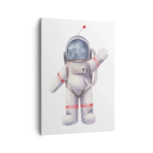 Cuadro sobre lienzo - Impresión de Imagen - Astronauta en estilo acuarela sobre fondo blanco. - 50x70cm - Esto es todo por ahora - Decoración de pared moderna para salón y dormitorio ARTTOR