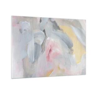 Cuadro sobre vidrio - Impresiones sobre Vidrio - Composición abstracta en colores pastel - 70x50cm - En un mundo de colores pastel - Decoración de pared moderna para salón y dormitorio ARTTOR