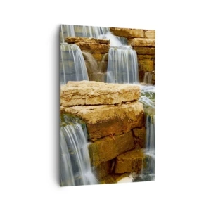 Cuadro sobre lienzo - Impresión de Imagen - Una cascada que fluye por escalones de piedra. - 80x120cm - Escalera al cielo - Decoración de pared moderna para salón y dormitorio ARTTOR