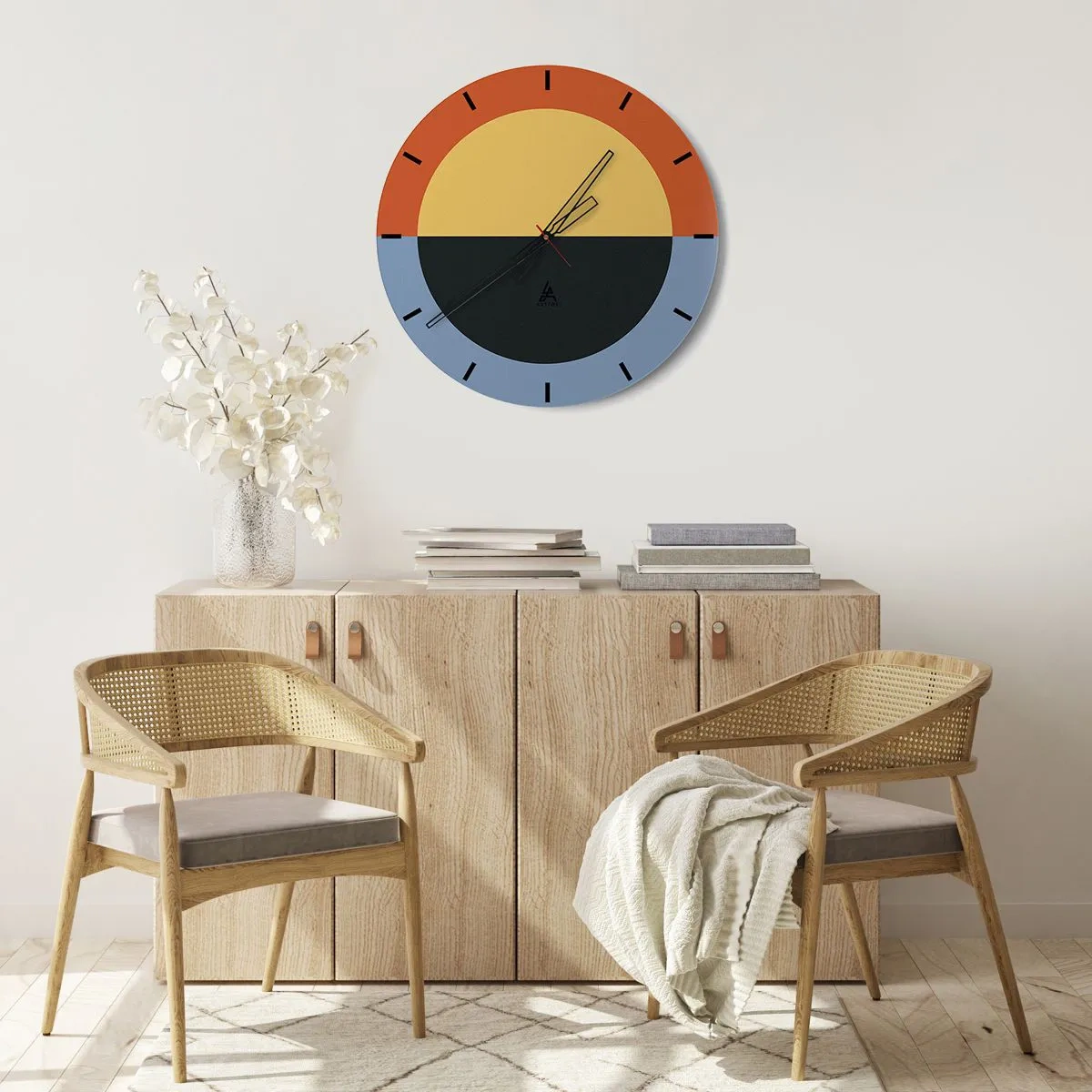 Reloj de pared - Reloj de vidrio - Una composición de calidez y frescura - 40x40 cm