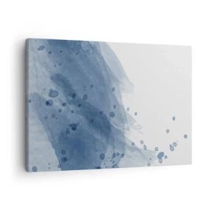 Cuadro sobre lienzo - Impresión de Imagen - Manchas y rayas abstractas en tonos azules - 70x50cm - Tul azul - Decoración de pared moderna para salón y dormitorio ARTTOR