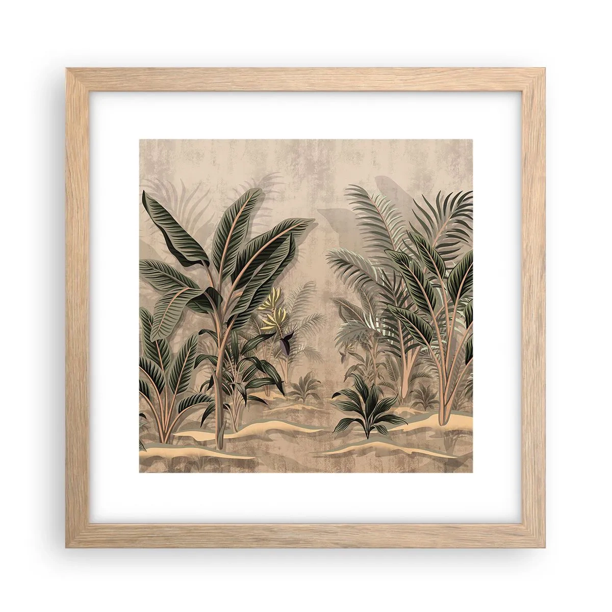 Póster en marco roble claro - Grabados de estilo colonial - 30x30 cm