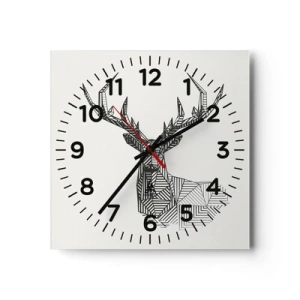Reloj de pared - Reloj de vidrio - Ciervo en estilo cubista - 30x30 cm