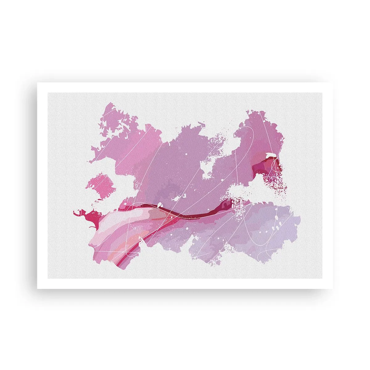Póster - Mapa del mundo abstracto en tonos rosa - 100x70cm - Mapa de un mundo rosa - Decoración de pared moderna para salón y dormitorio ARTTOR