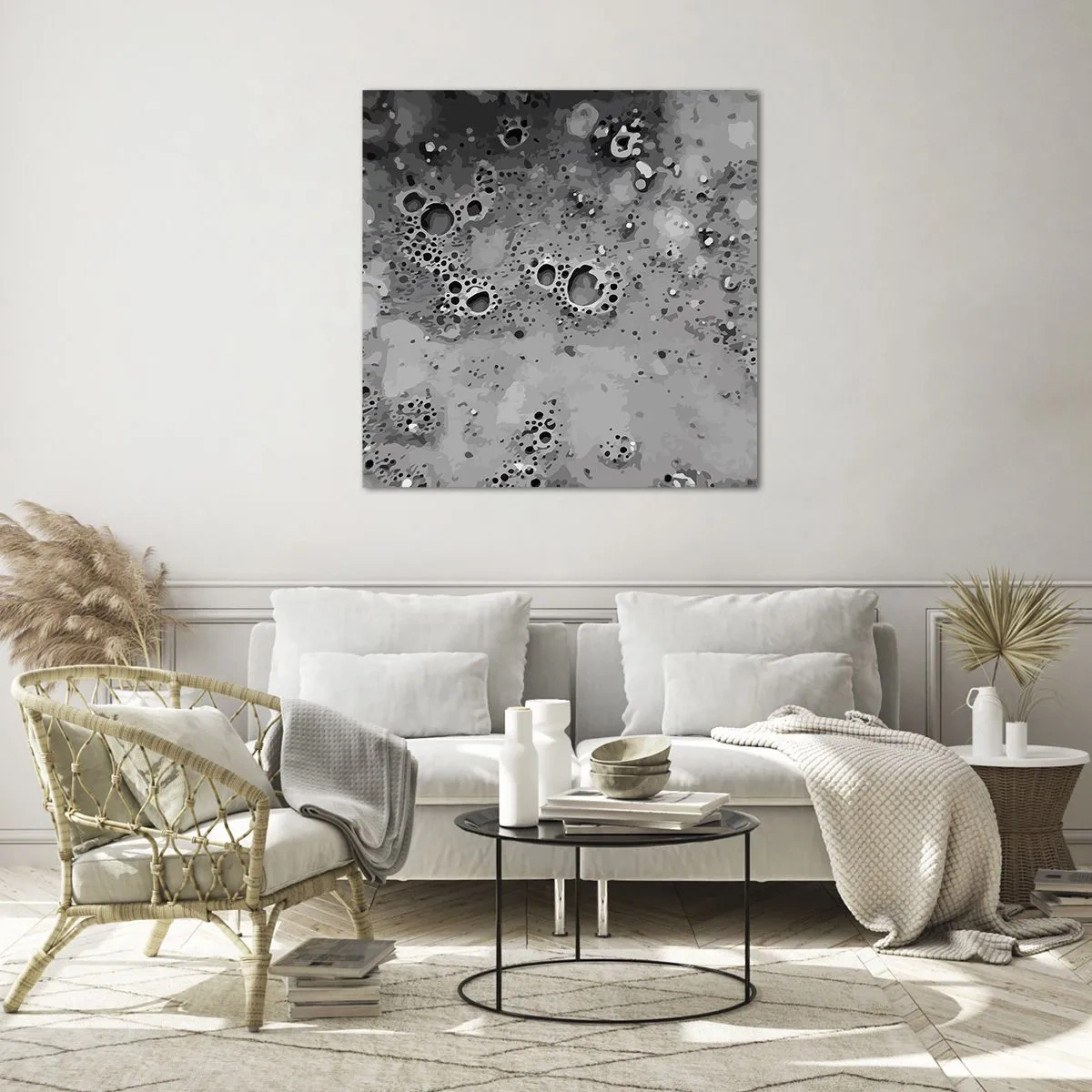 Cuadro sobre vidrio - Impresiones sobre Vidrio - Como un paisaje lunar - 40x40 cm