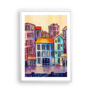 Póster en marco blanco - Una ciudad como un cuento de hadas - 50x70 cm