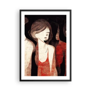 Póster en marco negro - Ilustración abstracta de una figura en rojo y negro. - 50x70cm - Madonnas de la oscuridad - Decoración de pared moderna para salón y dormitorio ARTTOR