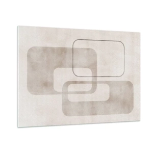 Cuadro sobre vidrio - Impresiones sobre Vidrio - Rectángulos minimalistas beige sobre un fondo claro - 100x70cm - Fuga geométrica - Decoración de pared moderna para salón y dormitorio ARTTOR