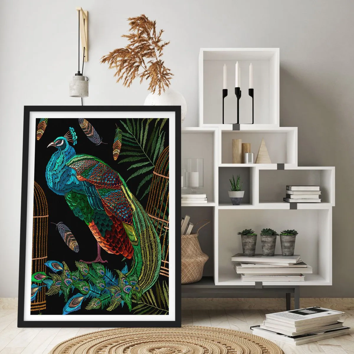 Póster en marco negro - Con plumajes reales - 61x91 cm