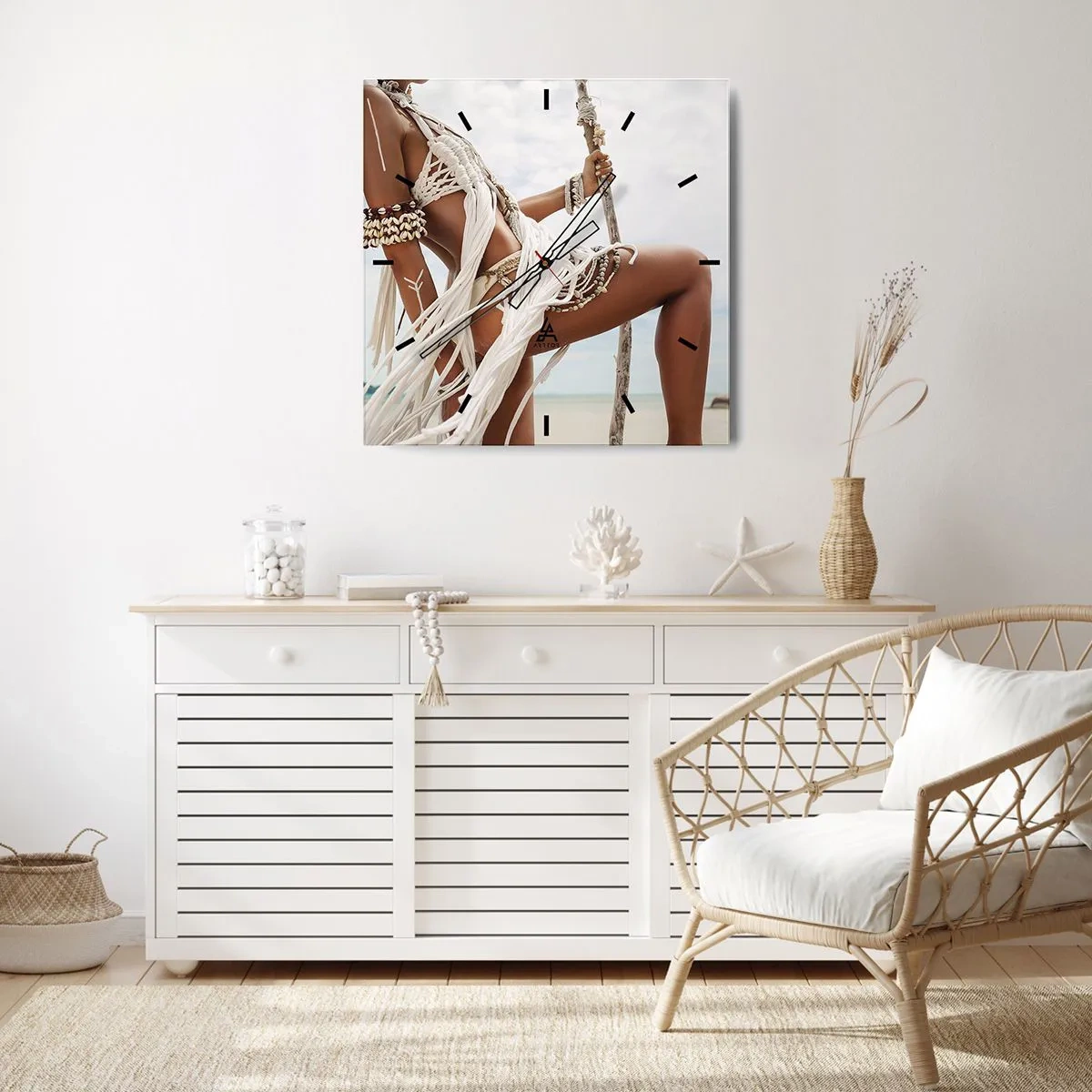 Reloj de pared - Reloj de vidrio - Sacerdotisa del sol - 30x30 cm